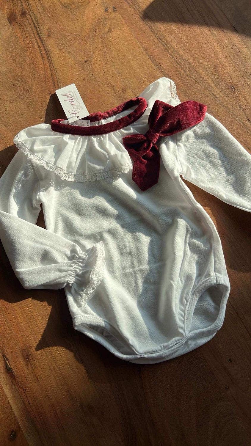 Body/shirt Harper - Cordel - wit en bordeaux