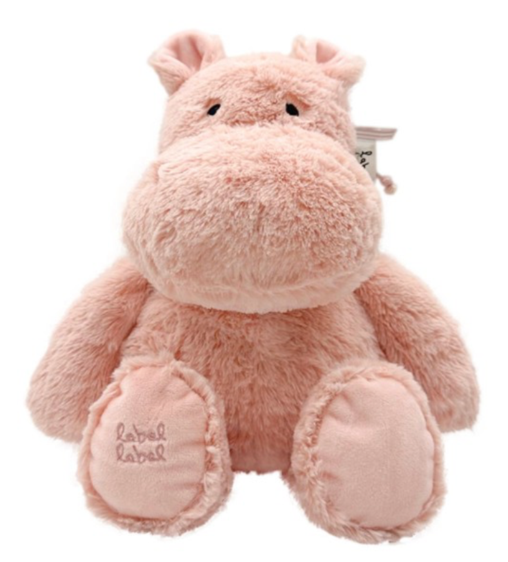 Knuffel &#39;Harvey het nijlpaard&#39; - M  26 cm - Label Label - Roze