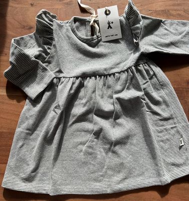 Tuniek/Kleedje Petit Indi - ivoor/grijs gestreept