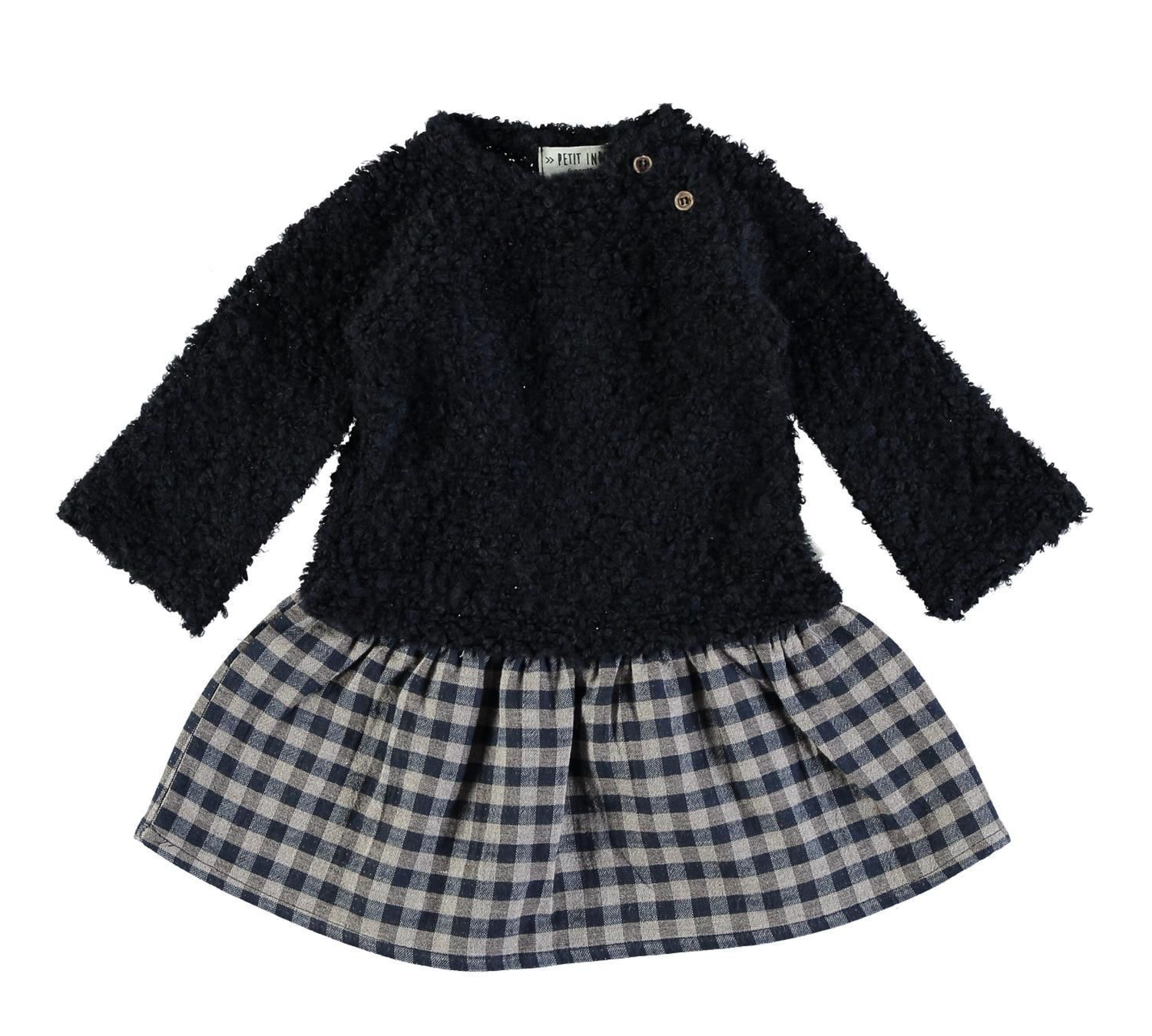 Kleedje Petit Indi - donkerblauw met geruit rokje