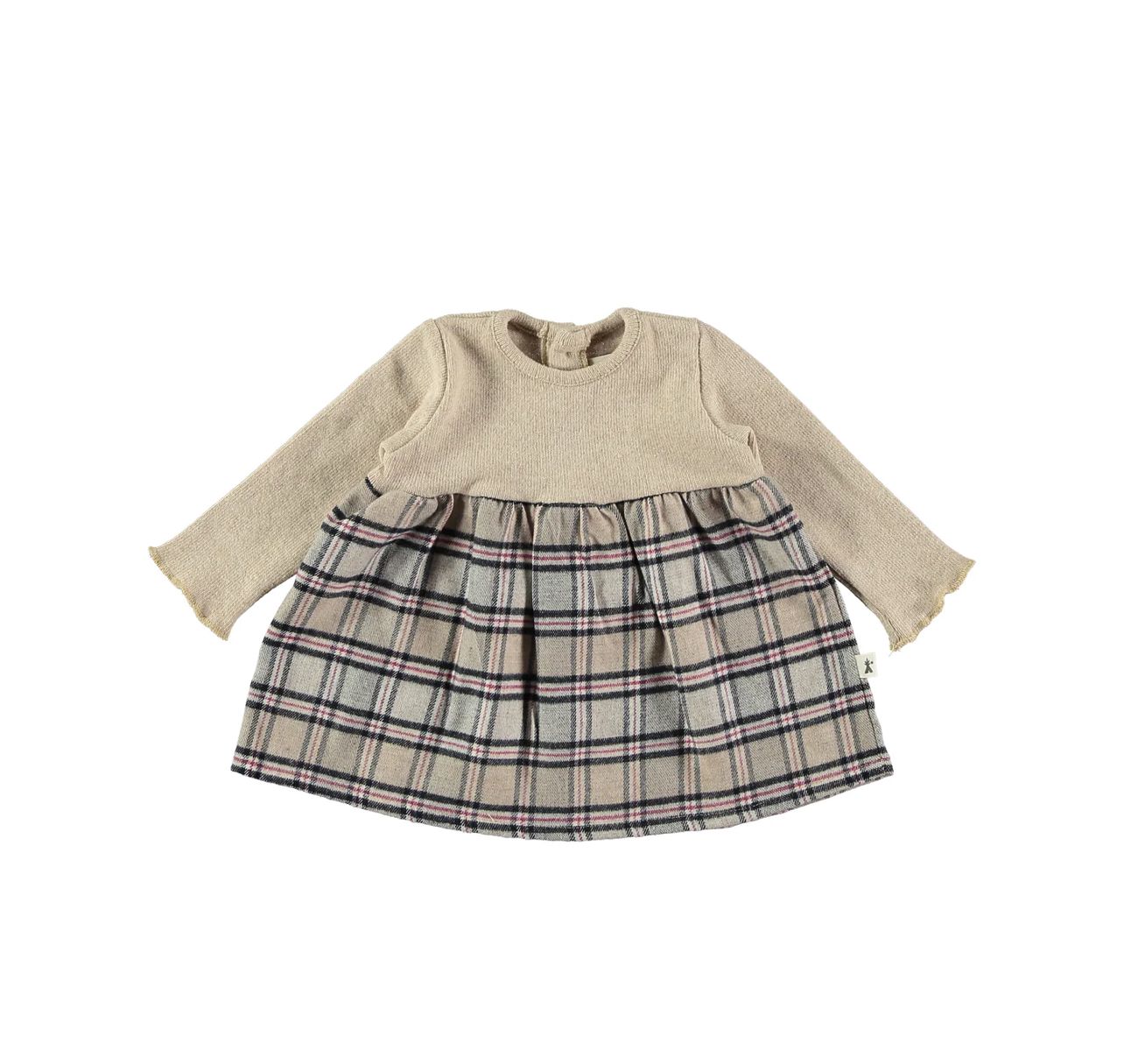 Kleedje Petit Indi - beige en geruit patroon