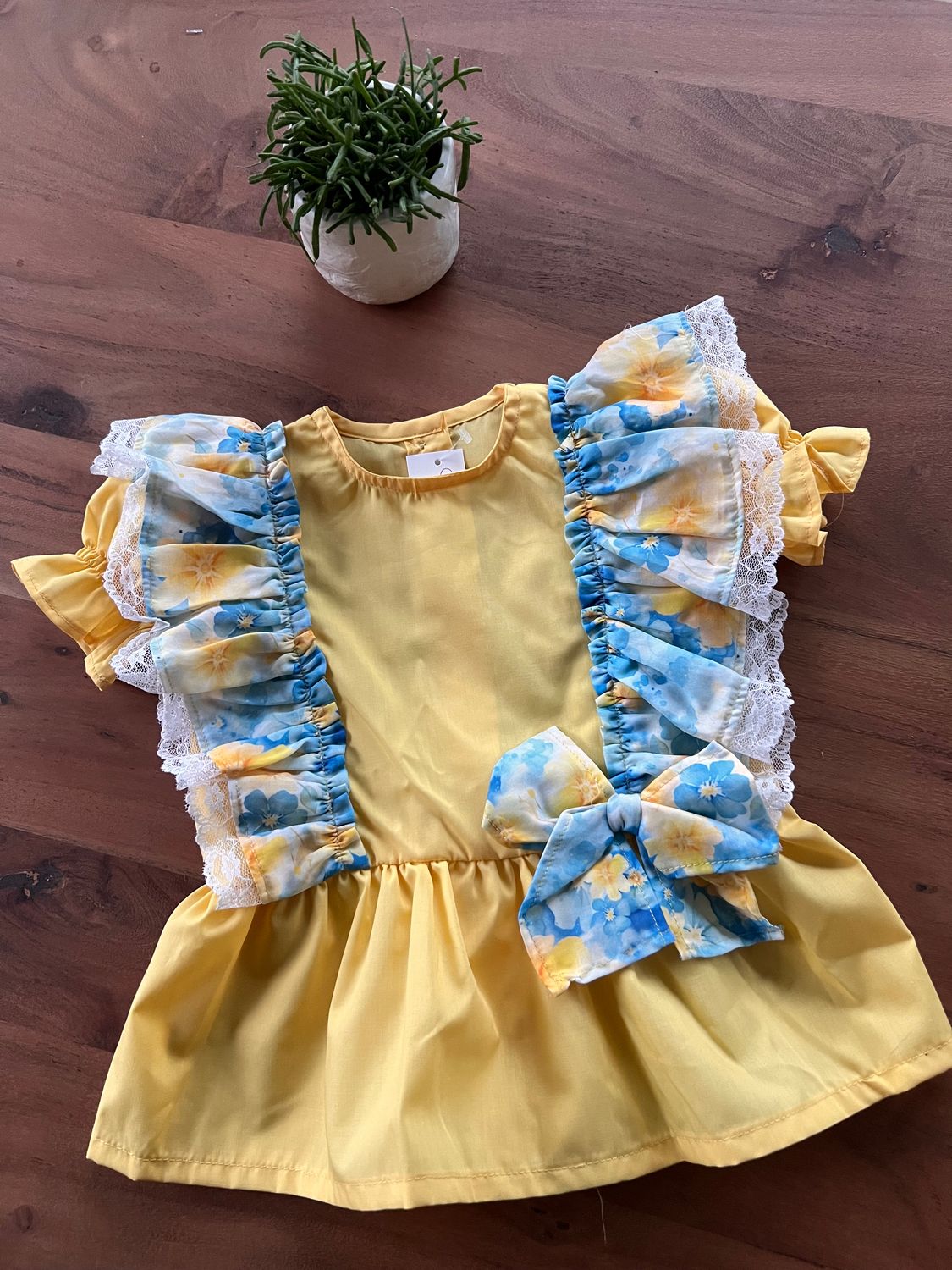 Blouse Solara - Cordel - Blauw/Geel Bloemenmotief