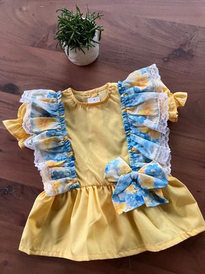 Blouse Solara - Cordel - Blauw/Geel Bloemenmotief