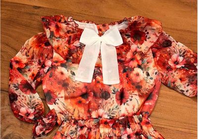 Blouse witte strik - Herfstkleuren - Cordel