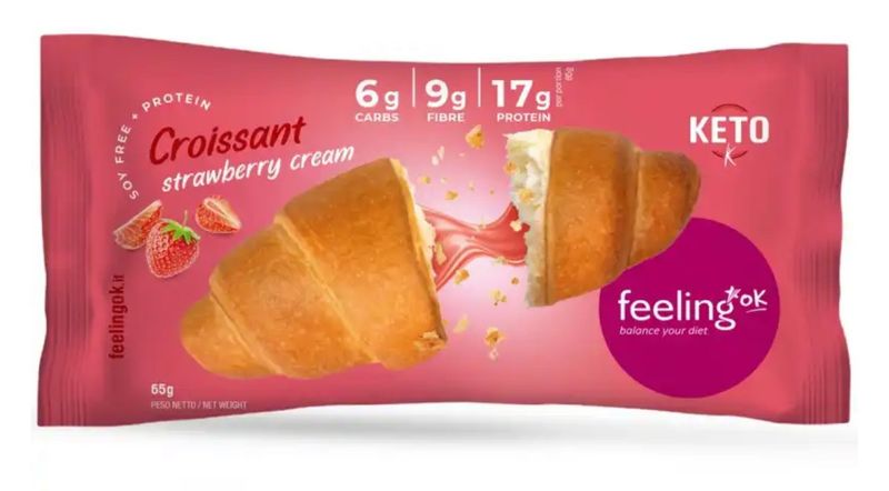 Croissant met aardbeiencreme