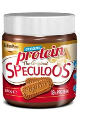 Eiwitrijke smeerpasta van speculoos en witte chocolade smaak