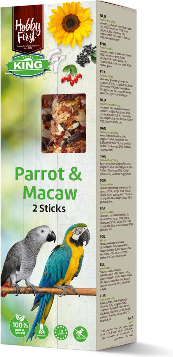 Hobby First King Sticks L Papegaai & Ara Fruit 180 gr