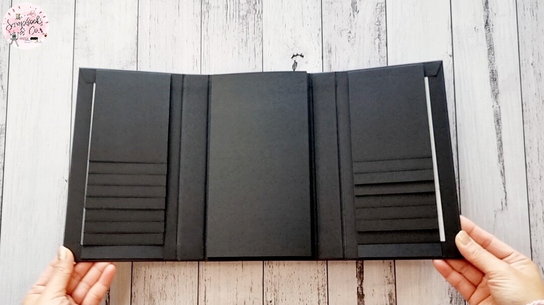 Blank Black Double Waterfall Small Trifold Album