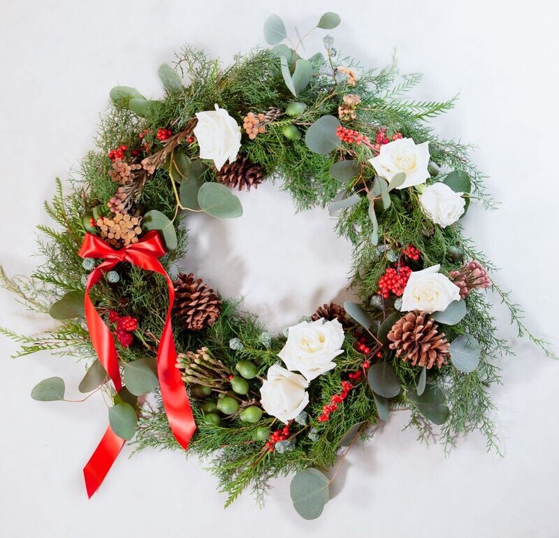 Berries, Rose, Cypress Wreath