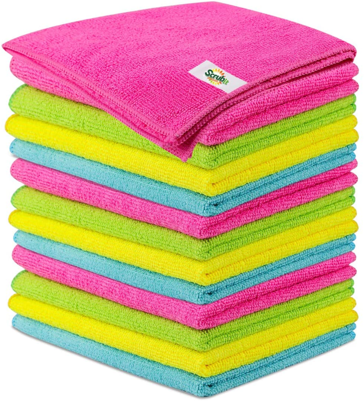 Microfiber Cleaning Cloth Lint Free Anti-Bacterial Towels for House, Kitchen, Cars, Windows -Ultra Absorbent and Super Soft Wash Cloths – 12 Pack (12 x 12 Inches)