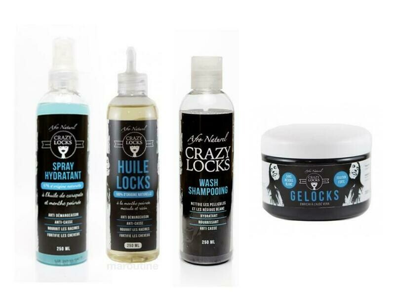 Pack Crazy Locks - Routine Capillaire Locks Hydratante à L'Aloe Vera et la Menthe Poivrée Crazy Lock Afro Naturel