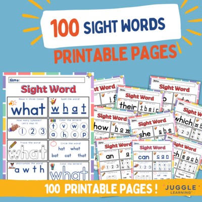 First 100 Sight Words Practice Pages (Printable Download)