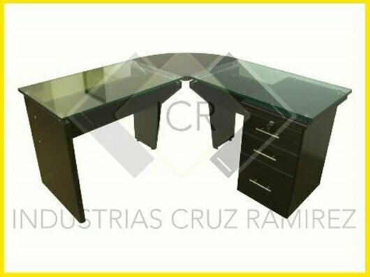 Escritorio Ejecutivo en L de Madera y Vidrio