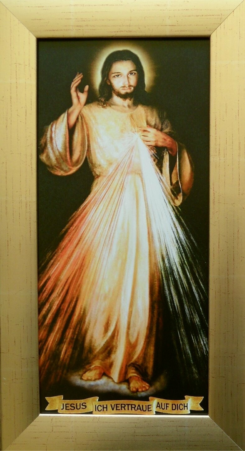 Bild Barmherziger Jesus mit Rahmen, Größe: 40 x 22 cm