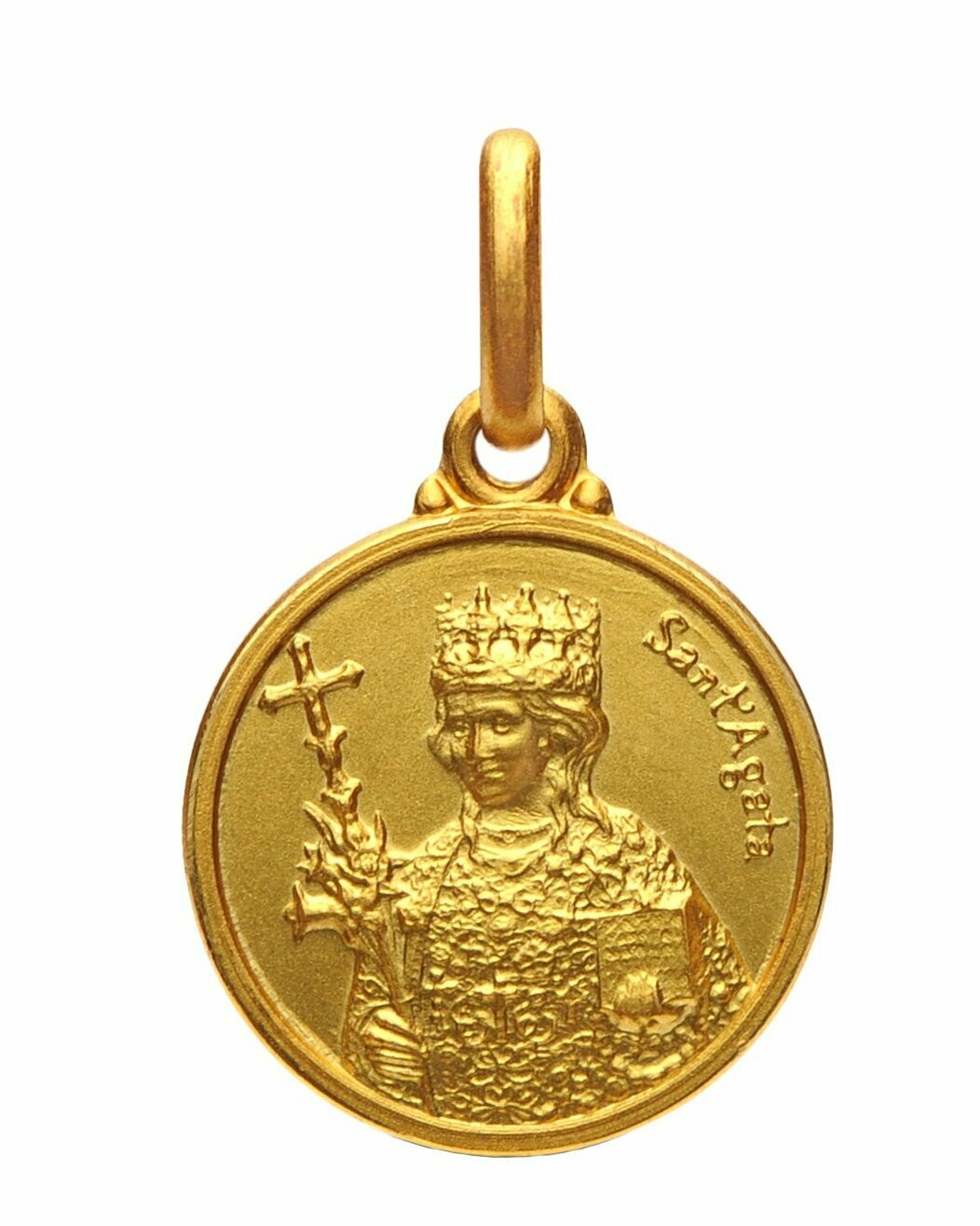 Hl. Agatha Medaille 14 Kt. Gold, Durchmesser: 14 mm