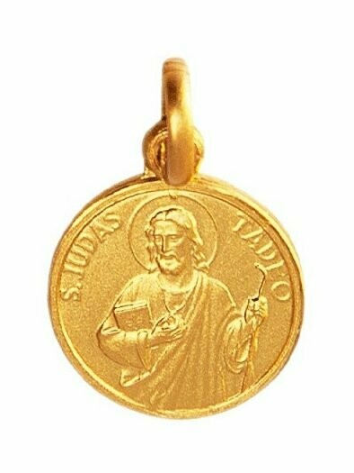 Hl. Judas Thaddäus Medaille, Gold massiv: 14 Karat Gold 585, Durchmesser: 10 mm