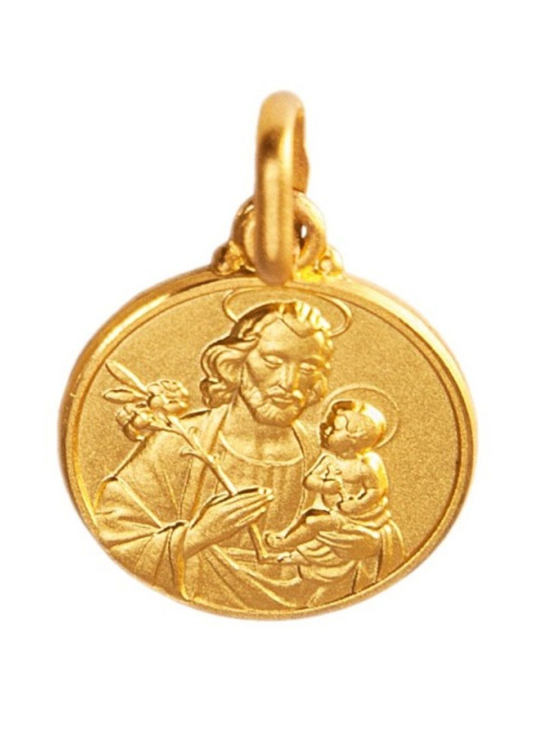 Hl. Josef Medaille, Gold massiv: 14 Karat Gold 585, Durchmesser: 10 mm