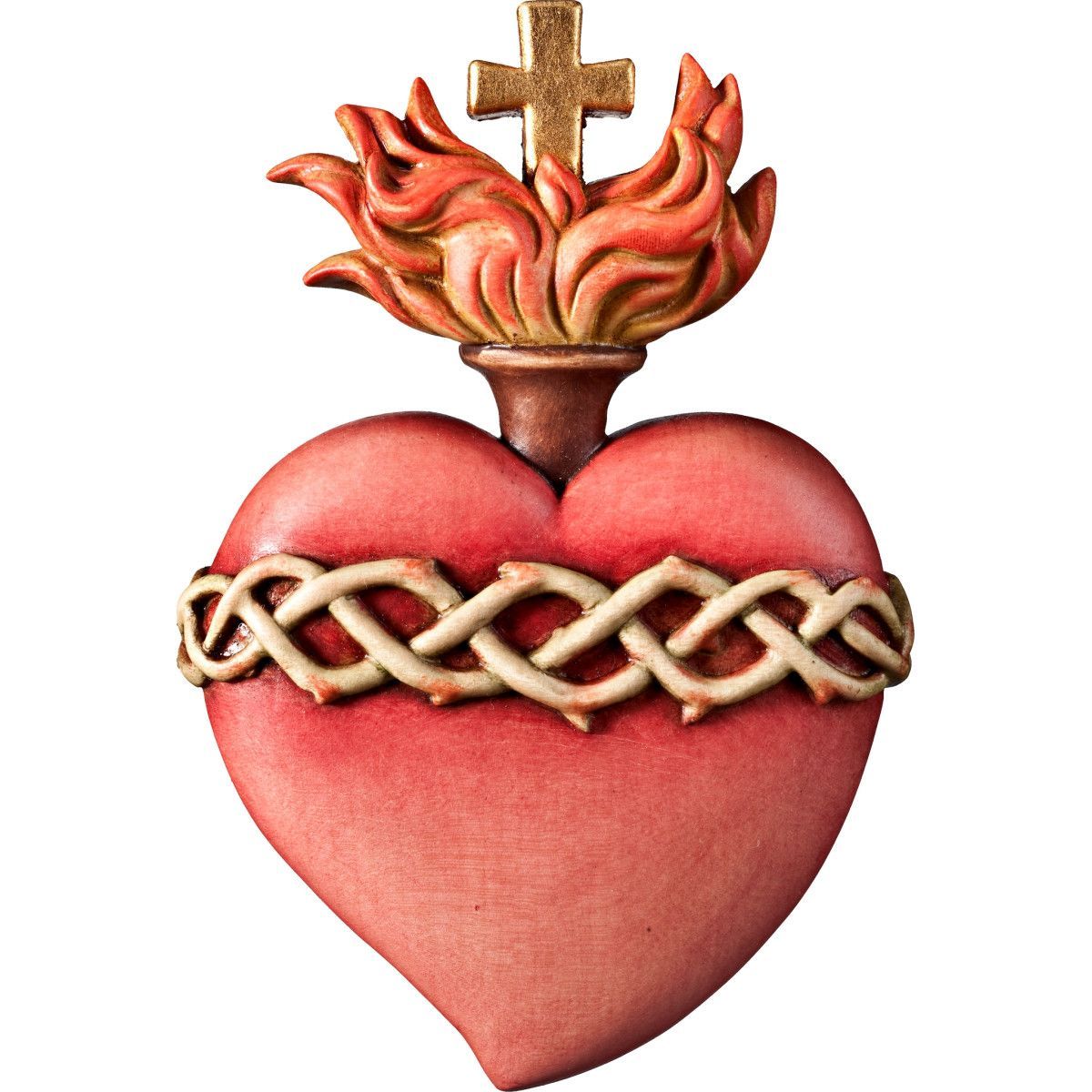Sacred Heart of Jesus with flames, cross and crown of thorns