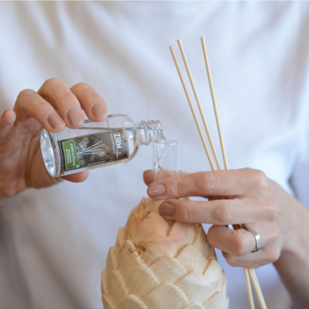 Fragrance dispenser made of pine wood