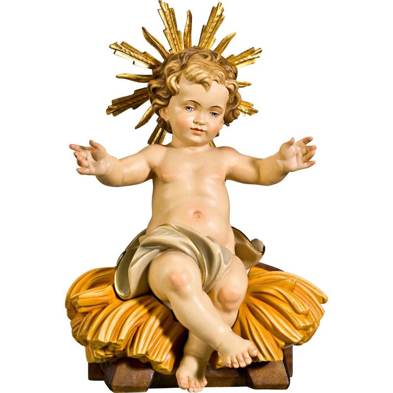 L'Enfant Jésus assis dans un berceau avec une auréole L'Enfant Jésus assis dans un berceau avec une auréole