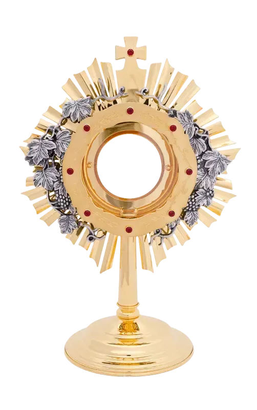 Monstranz 31 cm mit versilberten Weinranken Monstranz 31 cm mit versilberten Weinranken