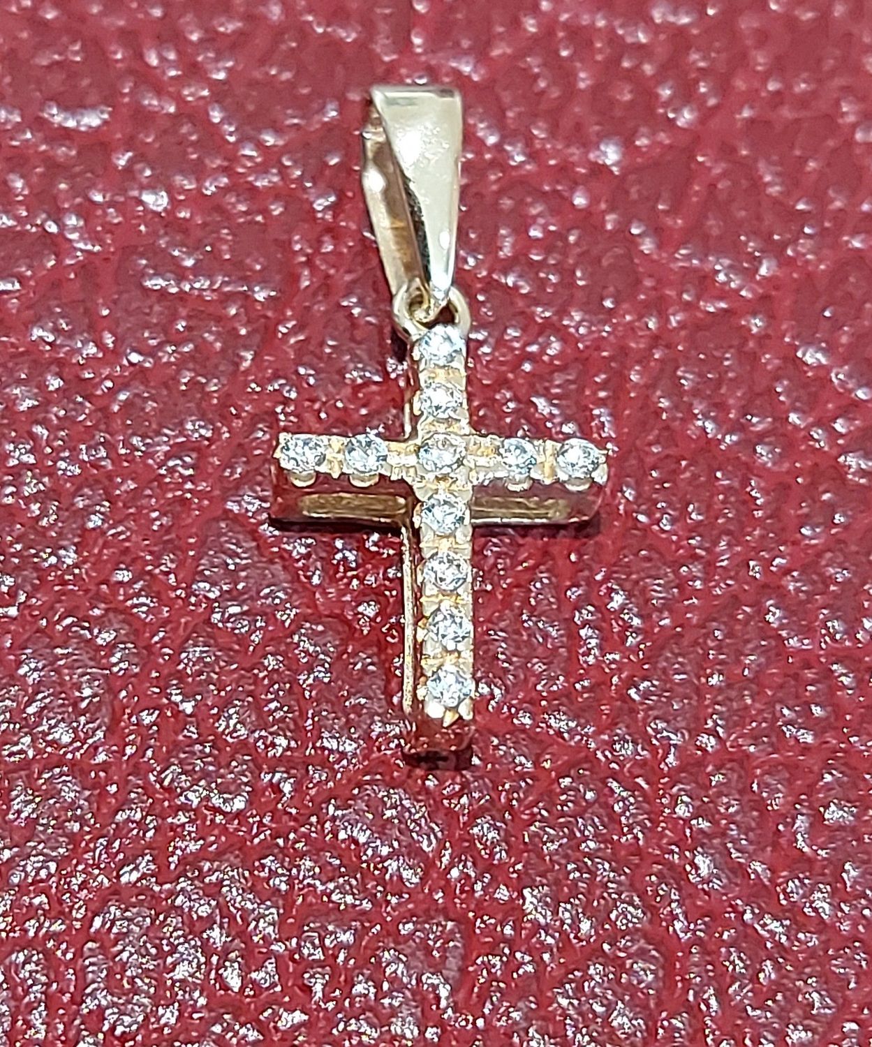 Kreuz Anhänger 14 Karat Gold 585 mit Zirkonia Steinen