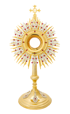 Monstranz mit roten Steinchen 57 cm