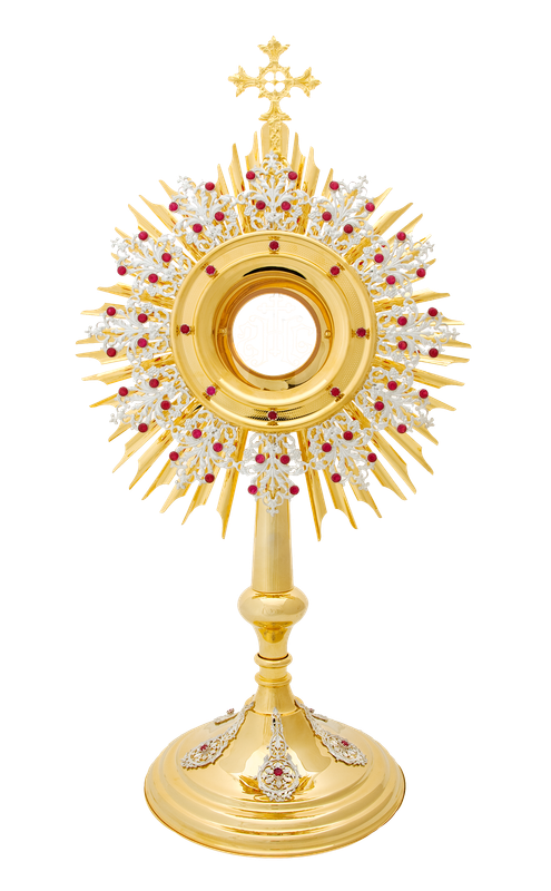 Monstranz mit roten Steinchen 57 cm