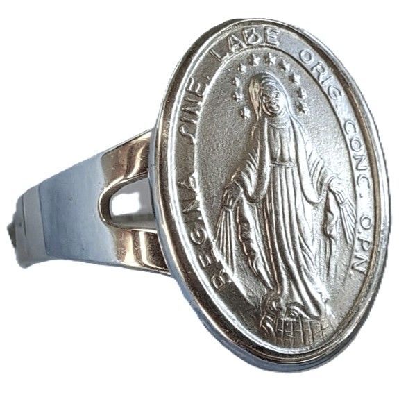 Bague avec médaille miraculeuse, argent 925