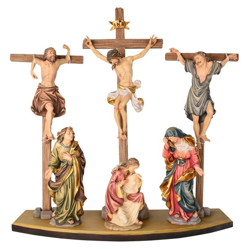 Groupe de la Crucifixion avec Jésus, Marie, Jean, Marie-Madeleine et les Larrons