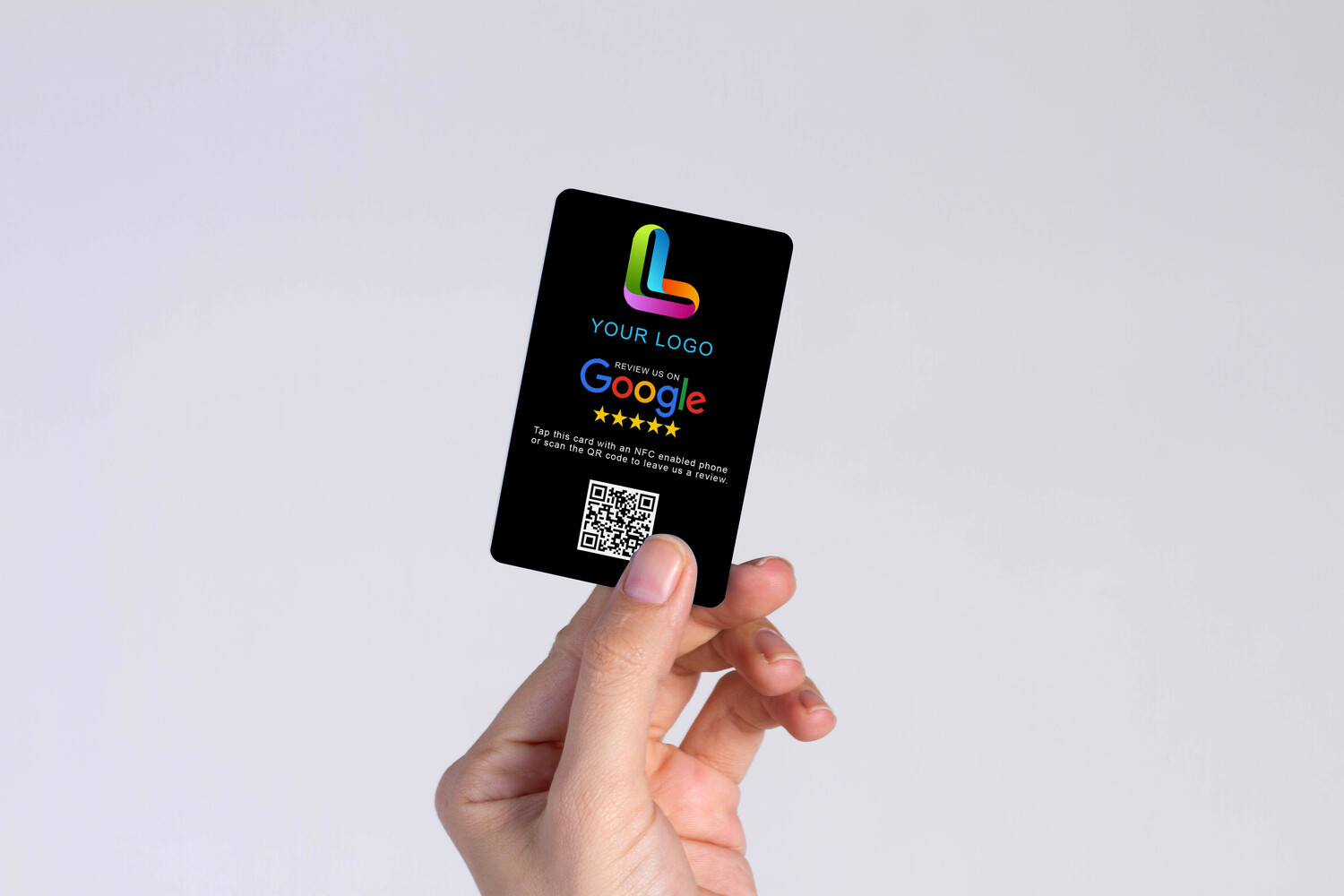 Smart Google Review Card Vertical Black