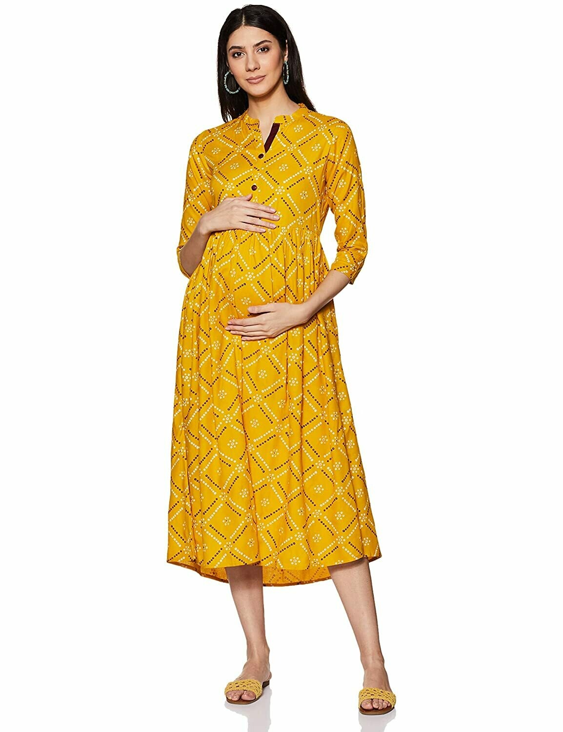 Women’s Printed Empire Midi Maternity Dress