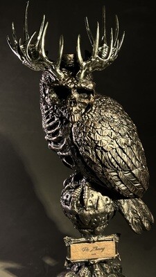 Base color "Skull Owl" Incense/Candle holder 16" x 5"
