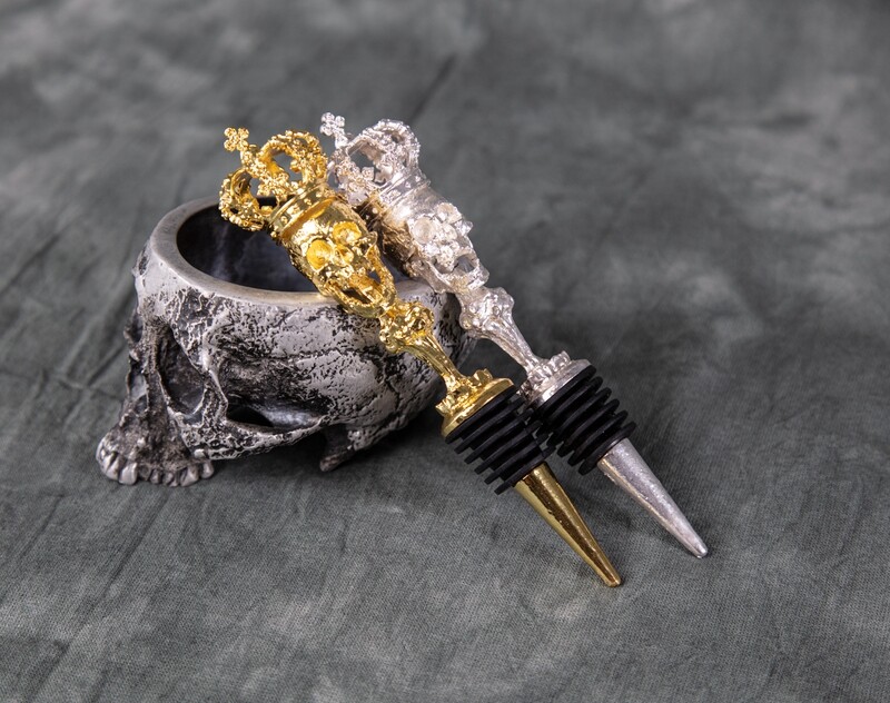 Silver, and gold wine stopper (PAIR)