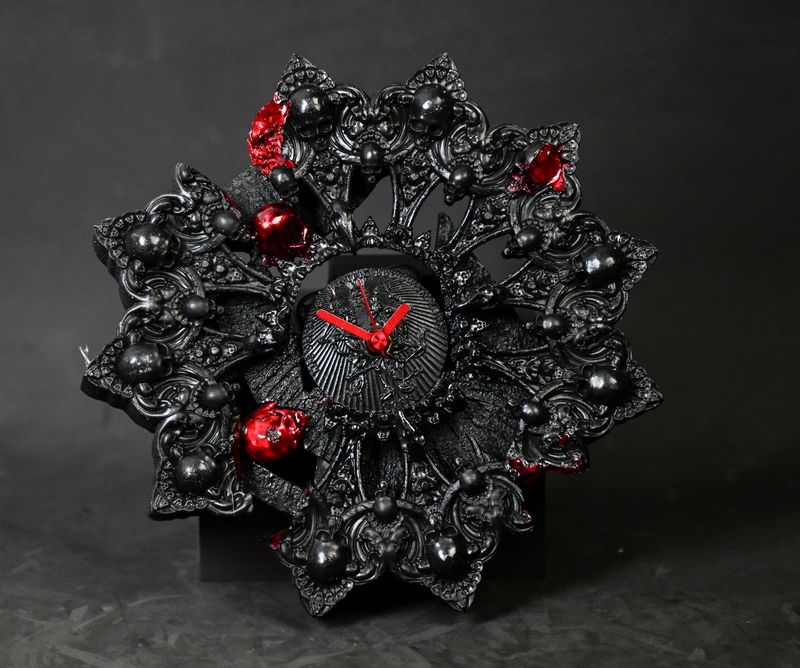 LIMITED EDITION: Red shattered Mandala clock