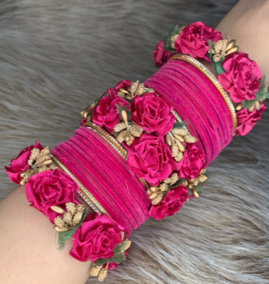 HANDCRAFTED FLORAL VELVET BANGLES