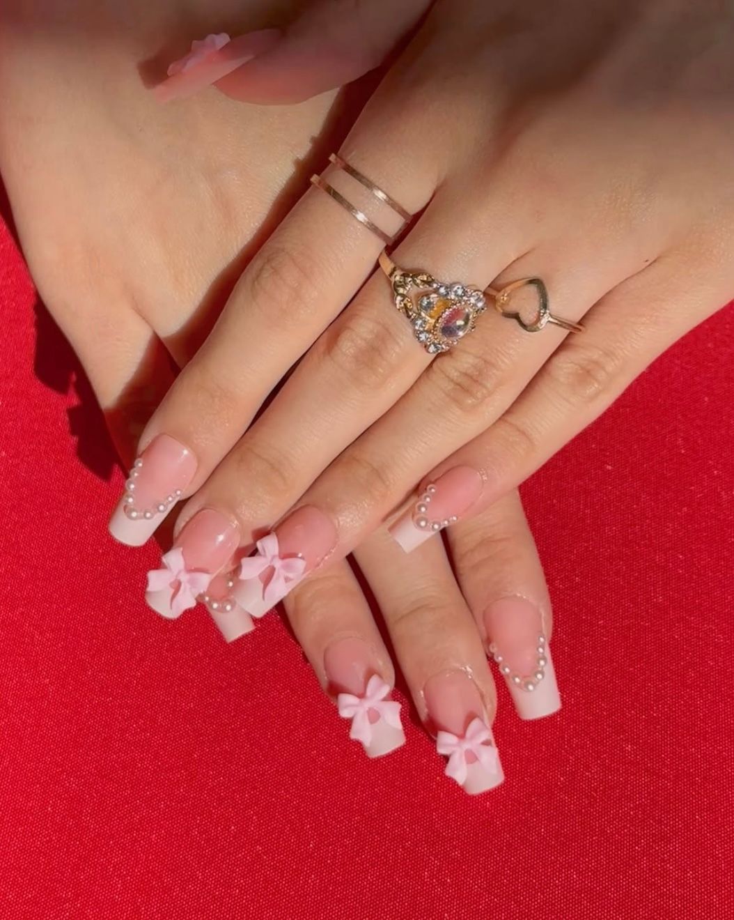 PINK FRENCH BOW NAILS