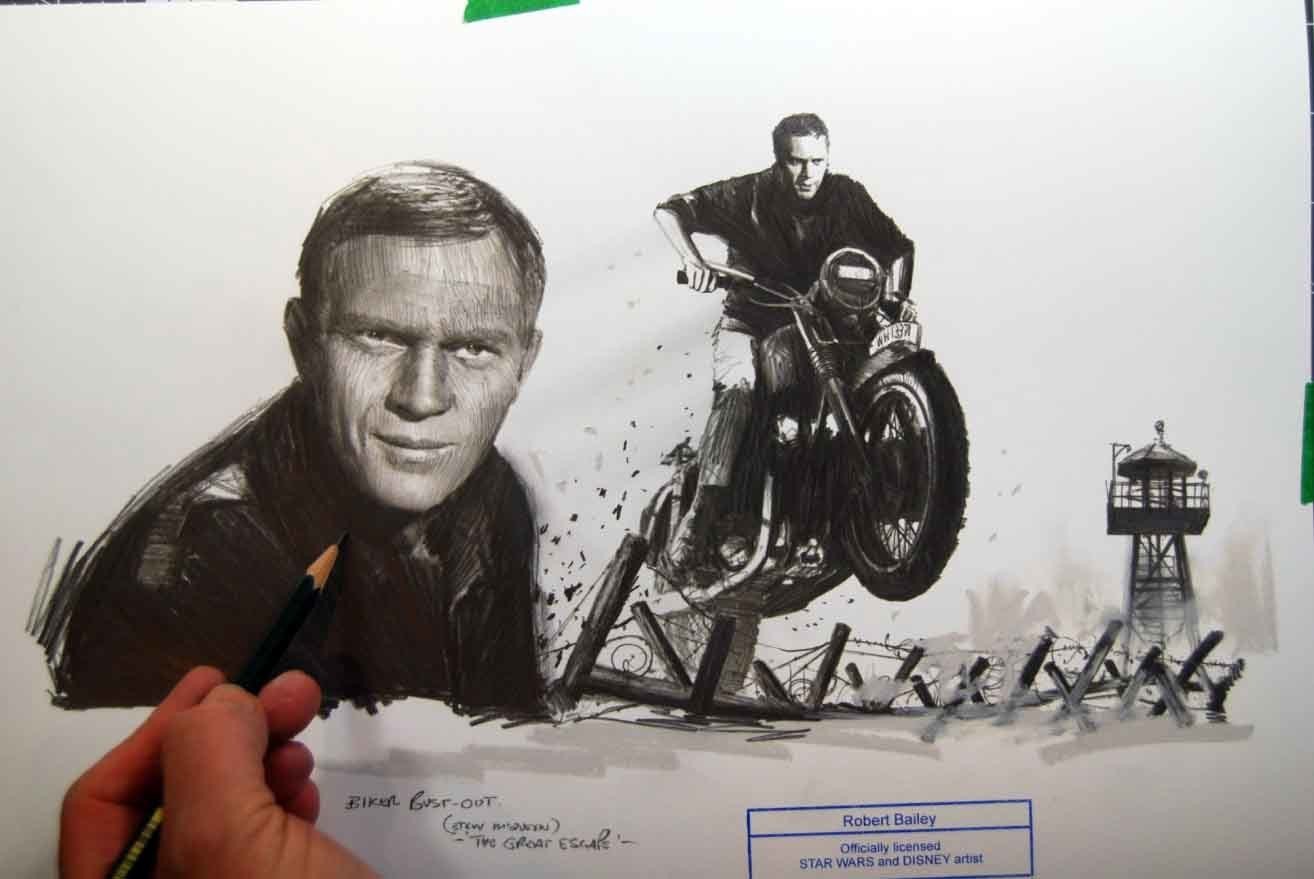 Biker Bust-Out. (Steve McQueen). The Great Escape.