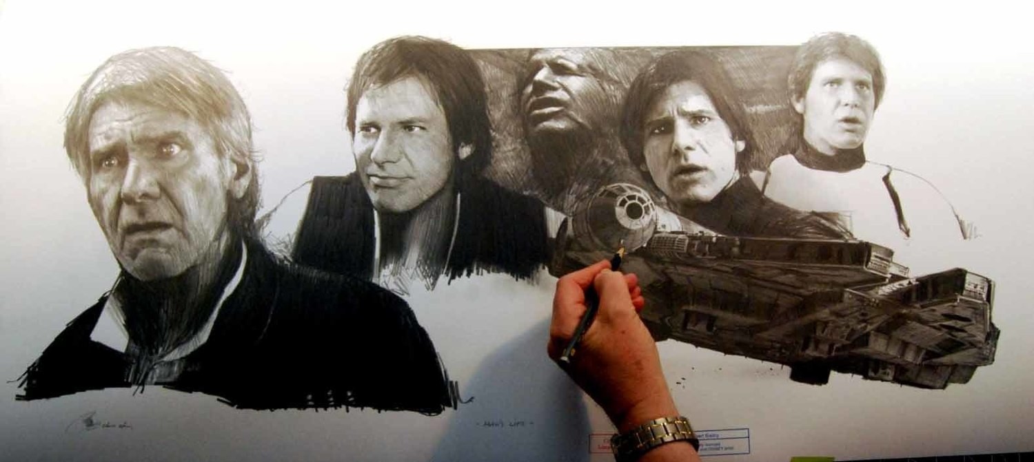 Han's Life. Extra large drawing....37" x 17" LARGE SIZE.