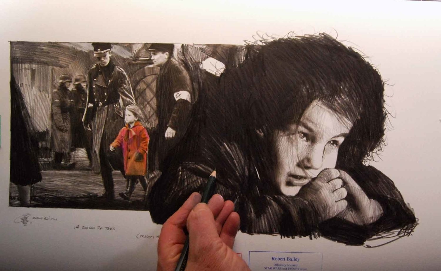 A REASON FOR TEARS.  (Schindler's List).   19" x 12" MEDIUM SIZE.
