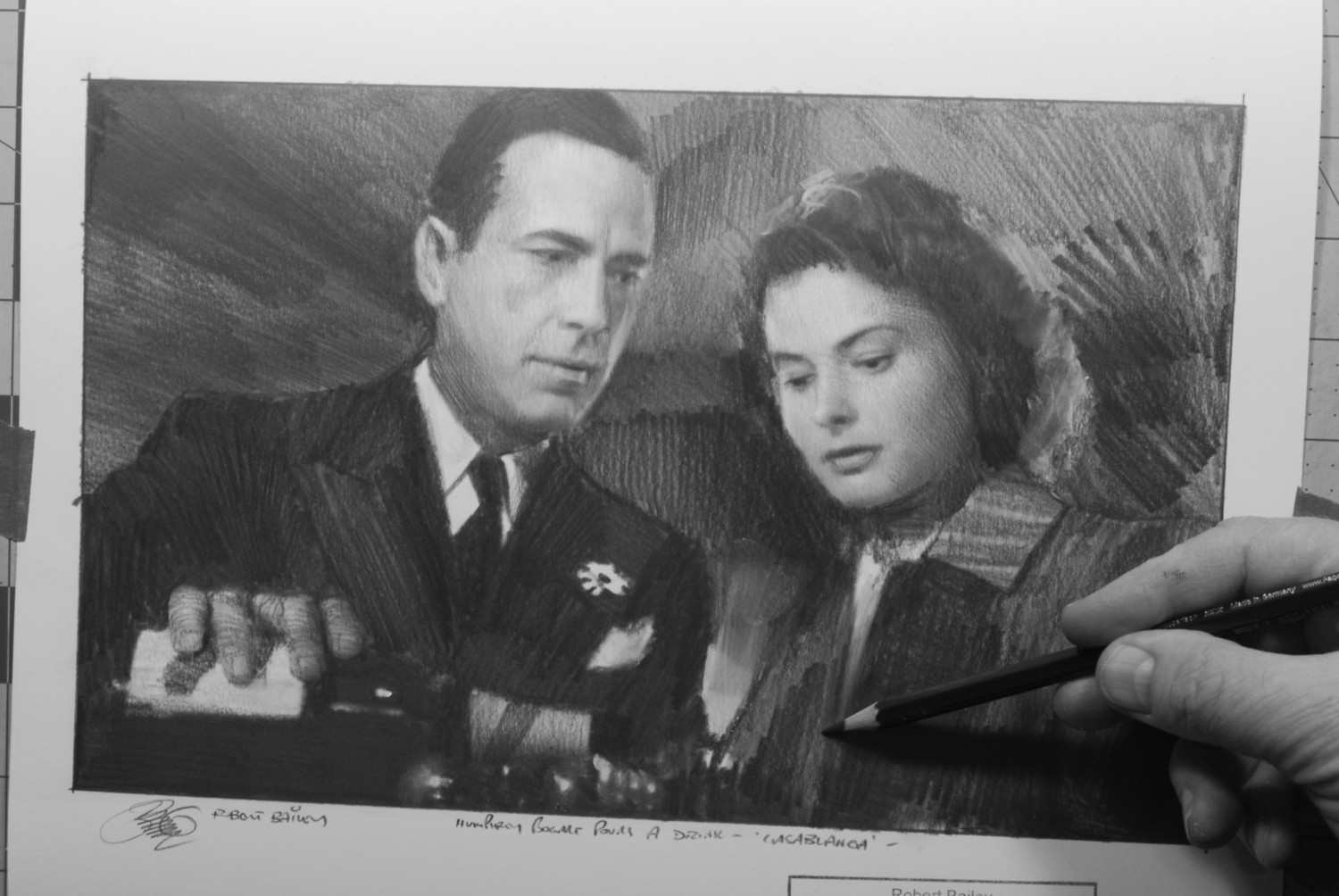 Rick pours Ilsa a drink. CASABLANCA.