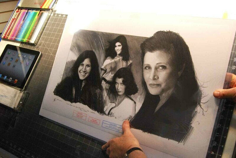 CARRIE FISHER ENSEMBLE. (Personalized to Carrie Fisher).  24" x 15" MEDIUM SIZE.