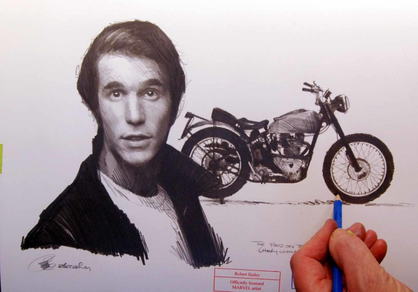 THE FONZ ON THE MOVE.  (Happy Days).