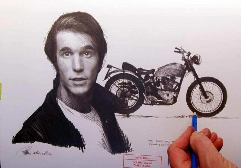 THE FONZ ON THE MOVE.  (Happy Days).