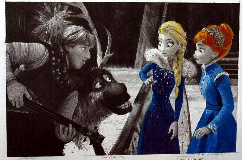 STARTLED BY SVEN. (Olaf's Frozen Adventure). (Medium Size).