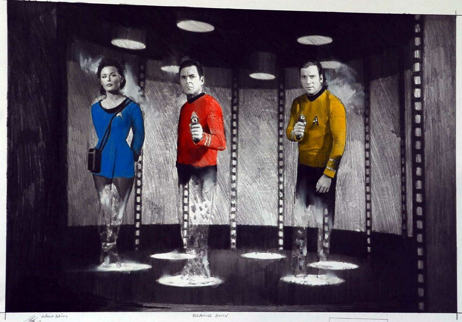 BEAMING DOWN. (Medium Size).