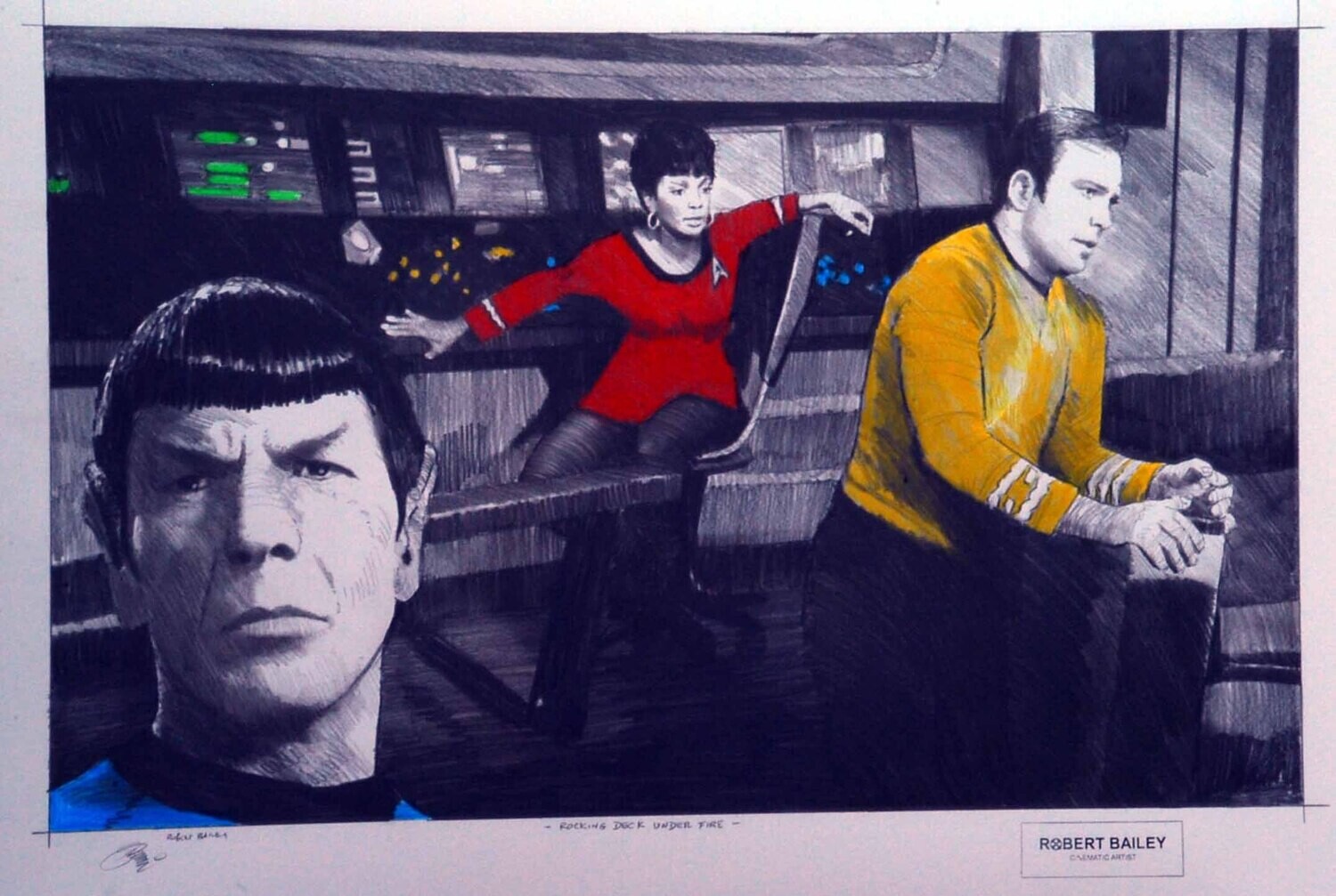 ROCKING DECK UNDER FIRE. (Medium Size).