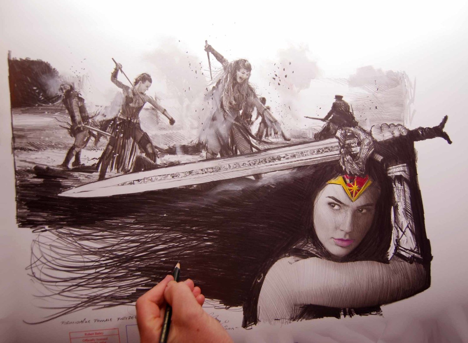 FORMIDABLE FEMALE FORTRESS.  (Wonder Woman).   23" x 17" MEDIUM SIZE.