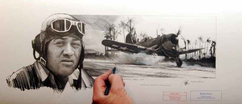 TROPICAL TAKE-OFF. Major Gregory (Pappy) Boyington. 23" x 10"