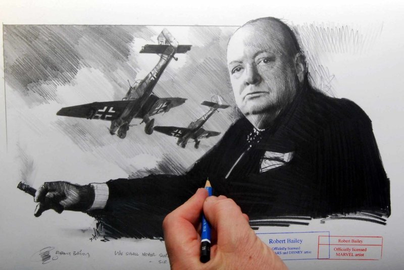 WE SHALL NEVER SURRENDER. (Sir Winston Churchill).